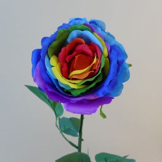 Artificial Rainbow Roses 63cm Silk Flowers